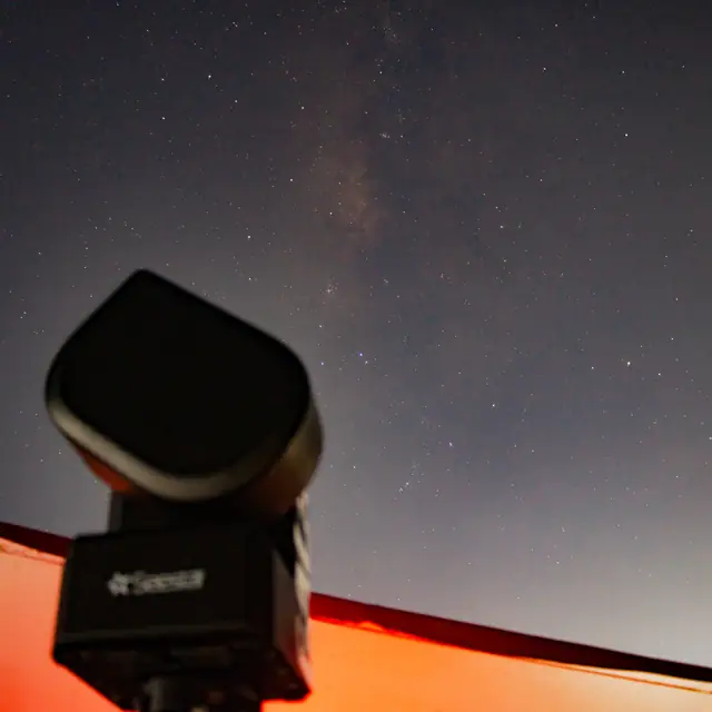 The core of the Milky Way, its bright star clouds split by dark dust lanes